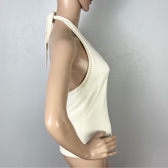 NEW RAG & BONE REVOLVE IVORY RIBBED HALTER TOP - Picture 5 of 10